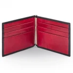 Men's Black/Red RFID Leather Wallet With Money Clip Inner View