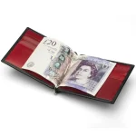Men's Black/Red RFID Leather Wallet With Money Clip View