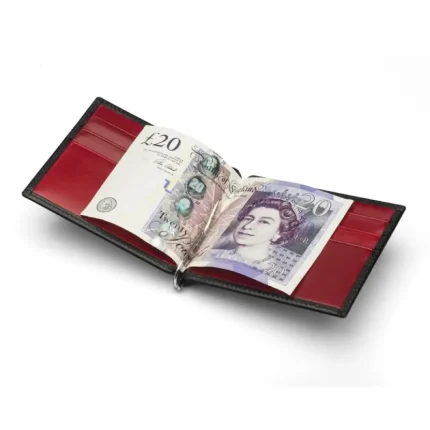 Men's Black/Red RFID Leather Money Clip Wallet