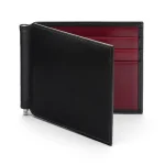 Men's Black-Red RFID Leather Money Clip Wallet View