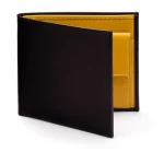 Men's Black/Yellow Leather Wallet With Coin Pocket