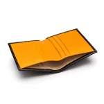 Men's Black-Yellow RFID Compact Leather 4 CC Billfold Wallet Inner View