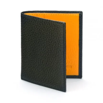 Men's Black/Yellow RFID Compact Leather 4 CC Billfold Wallet