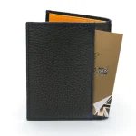 Men's Black-Yellow RFID Compact Leather 4 CC Billfold Wallet Side View