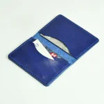 Men's Blue Leather Card Holder Inner View