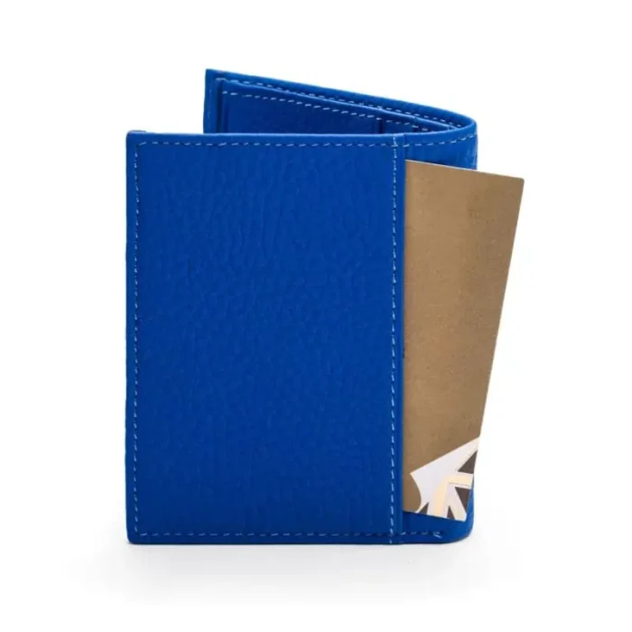 Men'S Blue Rfid Compact Leather 4 Cc Billfold Wallet Other Side