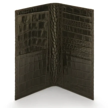 Men's Brown Croc Effect 8 Card Holder Leather Wallet