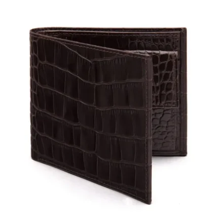 Men's Brown Croc Effect Real Leather Wallet With Coin Purse