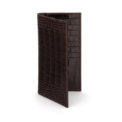 Men's Brown Croc-Effect Tall Leather Breast Pocket 16 CC Wallet