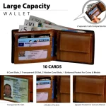 Men's Brown Leather Coin Pocket Cardholder Wallet Inner View