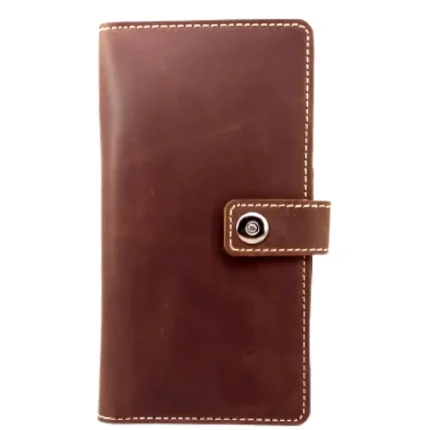 Men's Brown Leather Coin Pocket Long Wallet