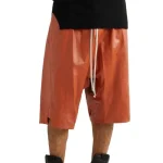 Men's Brown Leather Side Gusset Shorts Front View