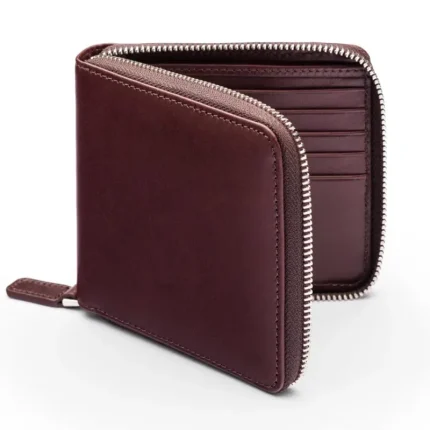 Men's Brown Leather Wallet With Zip Around