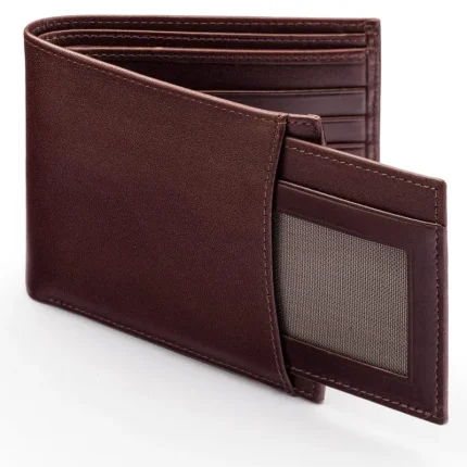 Men's Brown Leather Window ID 2 in 1 Wallet