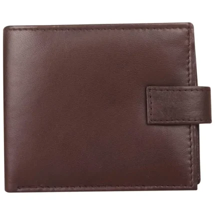 Men's Brown Leather Bifold Wallet with Zippered Coin Pocket