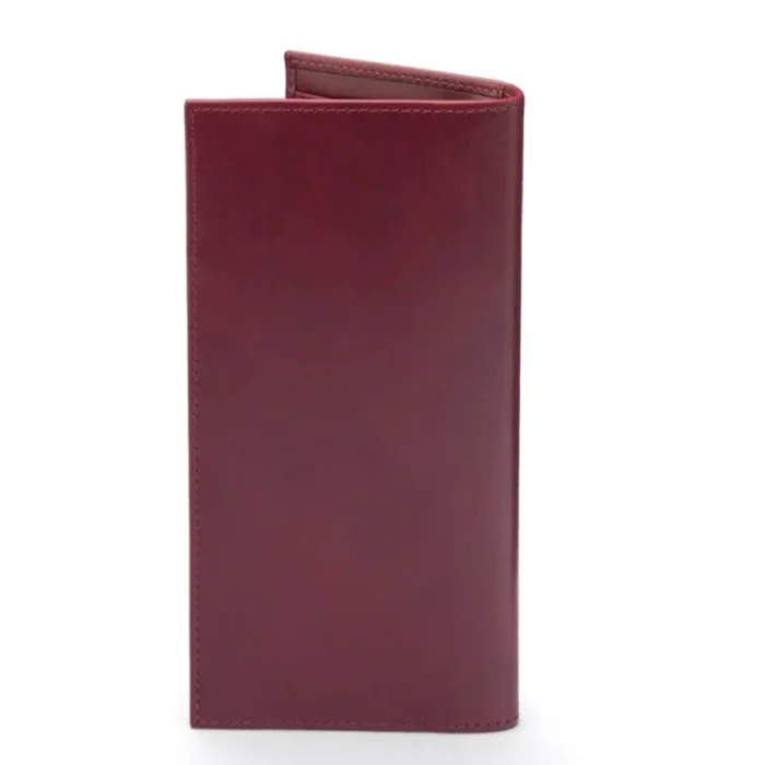 Men'S Burgundy Large Classic 8 Card Holder Leather Wallet Back