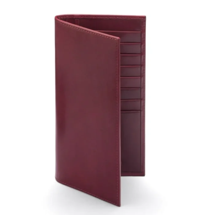 Men'S Burgundy Large Classic 8 Card Holder Leather Wallet Side