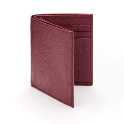 Men's Burgundy Leather 6 Credit Card And ID Compact Wallet