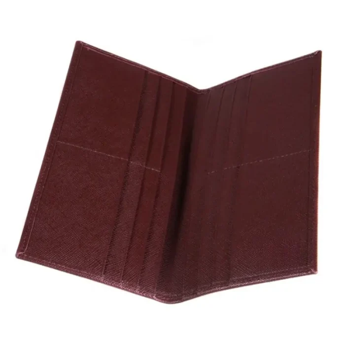 Men'S Burgundy Tall Slim Leather Wallet With 12 Cc Slots Inner