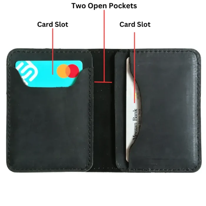 Men'S Carbon Leather Bifold Card Holder Small Wallet Detail