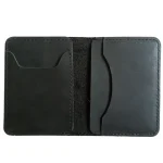 Men's Carbon Leather Bifold Card Holder Small Wallet Open