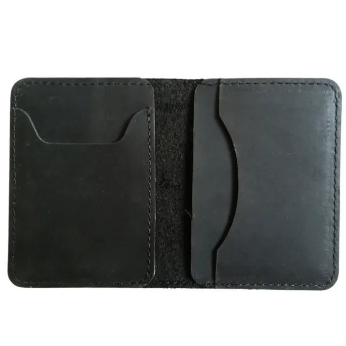 Men'S Carbon Leather Bifold Card Holder Small Wallet Open