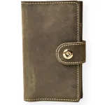 Men's Coffee Brown Zipper Leather Travel Wallet