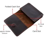 Men's Dark Brown Card Holder Leather Wallet Open