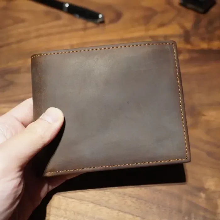 Men'S Dark Brown Faux Leather Coin Pocket Wallet View