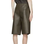 Men's Dark Brown Leather Elasticized Waistband Shorts Back View