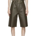 Men's Dark Brown Leather Elasticized Waistband Shorts