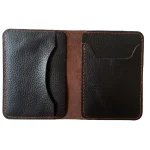 Men's Dark Brown Mini Leather Bifold Card Holder Wallet Close