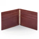Men's Dark Tan RFID Leather Wallet With Money Clip Inner View