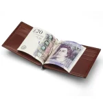 Men's Dark Tan RFID Leather Wallet With Money Clip View