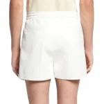 Men's Elasticized Waist White Leather Shorts Back View