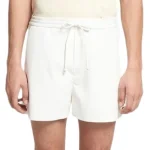 Men's Elasticized Waist White Leather Shorts