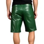 Men's Green Leather Bermuda Shorts Back View