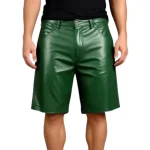 Men's Green Leather Bermuda Shorts