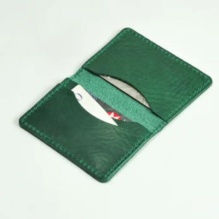 Men'S Green Leather Card Holder Inner View