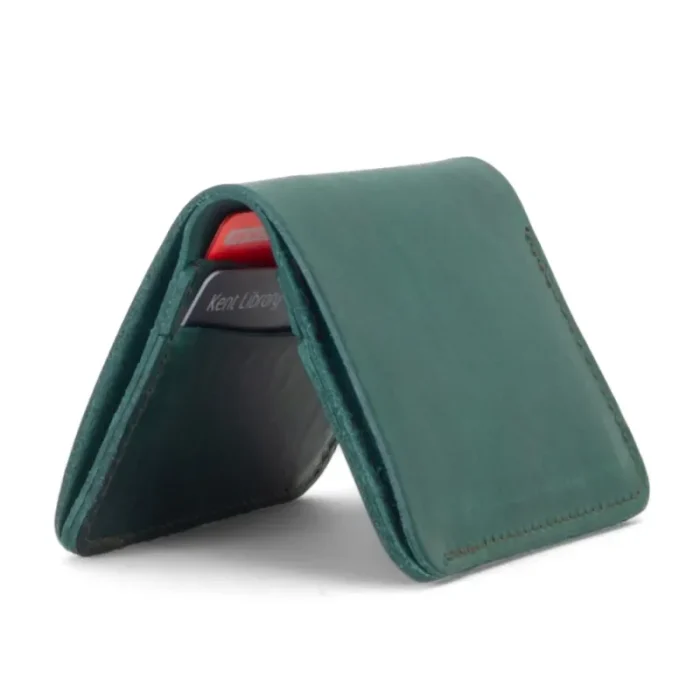 Men'S Green Leather Slim Wallet Exterior View
