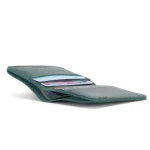 Men's Green Leather Slim Wallet Top View