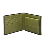 Men's Green/Black Leather Wallet With Coin Pocket
