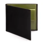 Men's Green/Black Leather Wallet With Coin Pocket Side
