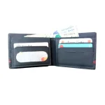 Men's Grey Leather ID Card Window Wallet Inner View