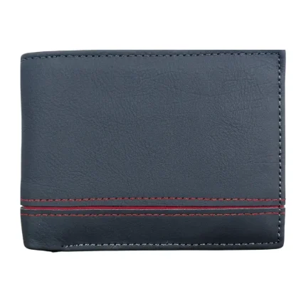 Men's Grey Leather ID Card Window Wallet