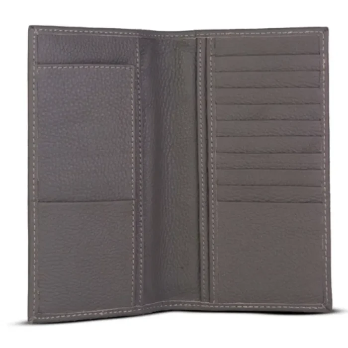 Men'S Light Gray Slim Elite Long Leather Wallet Inner View