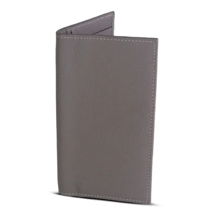 Men'S Light Gray Slim Elite Long Leather Wallet Side View