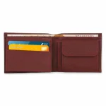 Men's Maroon Fold Coin Pocket Leather Wallet Inner View