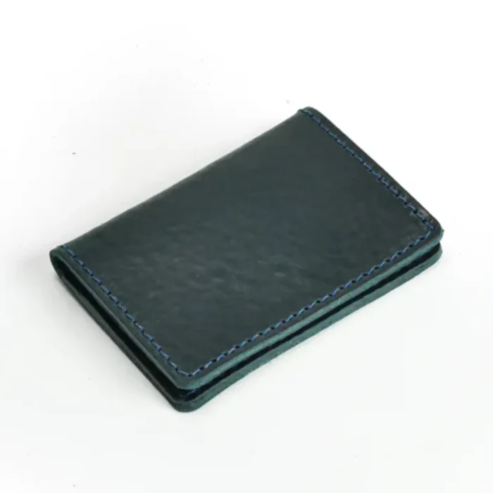 Men'S Missouri Navy Leather Card Holder Side View