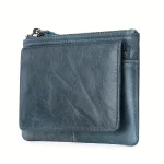 Navy Women's Slim Leather Mini Card Holder & Coin Pouch